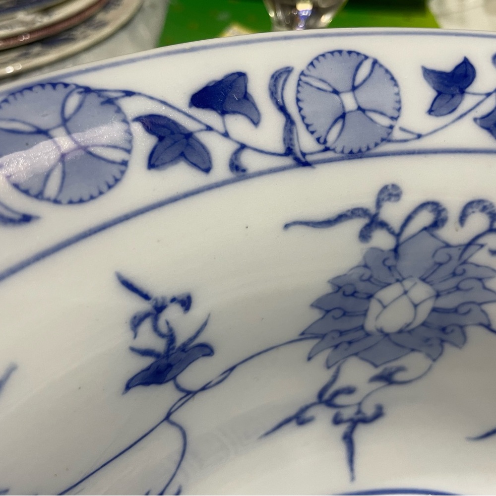 Vintage Large Chinese blue and white porcelain ink wash basin - Picture 4 of 12